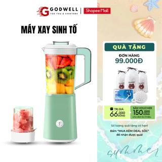 Máy xay sinh tố đa năng GODWELL dung tích 1200ml 2 cối kèm lưới lọc tiện lợi, máy xay thực phẩm ăn dặm cho bé