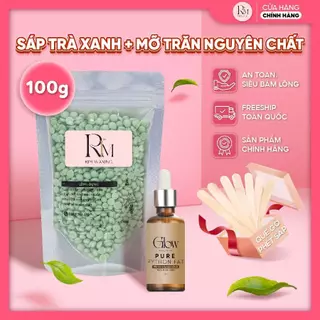 Combo 100Gr Sáp Wax Lông Nóng Trà Xanh Full Cao Cấp RIM WAXING Siêu Bám Lông +Mỡ Trăn Nguyên Chất 100% 10ml CHE TÊN