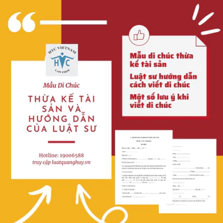 Mẫu Di Chúc Thừa Kế Tài Sản - Cty Luật HTC Việt Nam Hướng Dẫn Viết Di Chúc