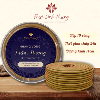 Nhang Vòng Trầm Hương Thượng Phẩm MỘC LINH HƯƠNG,  Nhang Thơm Thảo Mộc Ít Khói, 10 vòng – 24 giờ