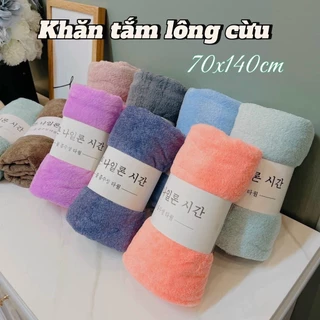 Khăn tắm lông cừu Hàn Quốc cỡ lớn 70x140cm, siêu mềm mịn nặng 200gram