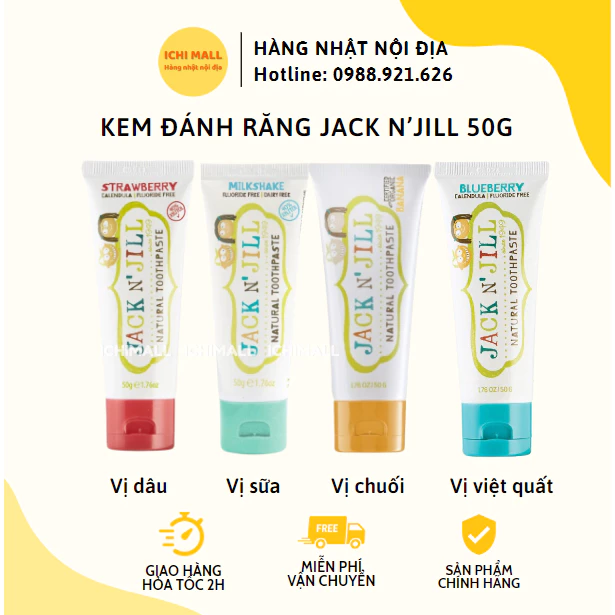 Kem đánh răng cho bé hữu cơ Jack N' Jill Úc Organic chính hãng 50g, cho bé trên 6 tháng