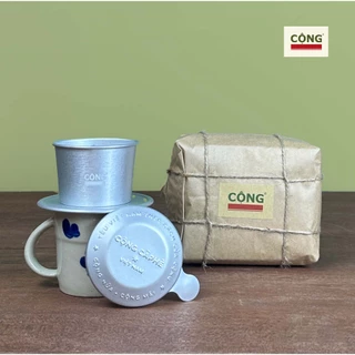 Combo cà phê bột 500gr, phin cà phê nhôm, cốc sứ 160ml Cộng Cà Phê - Bộ ba tiết kiệm