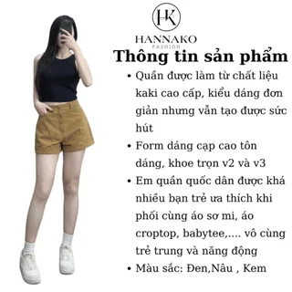 Quần Short KaKi Cạp Cao BigSize Gập Gấu Hannako - fashion, Quần Đùi Sắn Gấu Phong Cách Hàn Quốc 128