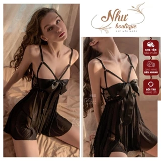 Váy ngủ ren thắt nơ ngực có gọng sexy,đầm ngủ nữ vải ren lụa xuyên thấu cao cấp ms08 -NHƯ BOUTIQUE