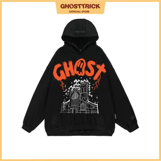 Áo hoodie local brand GHOST TRICK Flame nam nữ màu đen - Hàng chính hãng