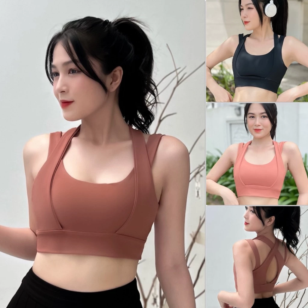 Áo Bra Thể Thao Tập Gym Yoga Aerobic Pickleball 4 Dây Nâng Đỡ Vòng 1 Kèm Mút Chất Vải Thun Lạnh -(Ao13)