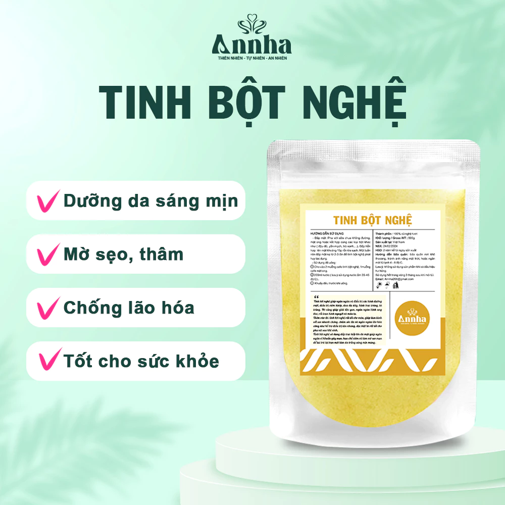 Bột nghệ vàng nguyên chất 100GR, Giảm mụn, mờ sẹo, trắng da