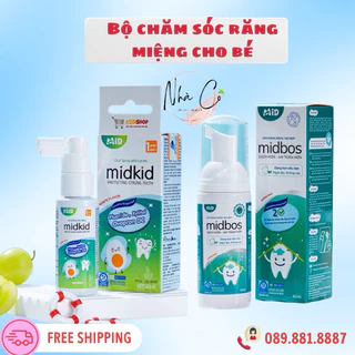 Bộ sản phẩm chăm sóc răng miệng cho bé Xịt chống sâu Midkid và kem đánh răng Midbos