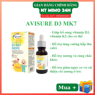 Vitamin D3 K2 tinh khiết Italia Avisure D3MK7 giúp bé cao lớn, ngủ ngon 20ml