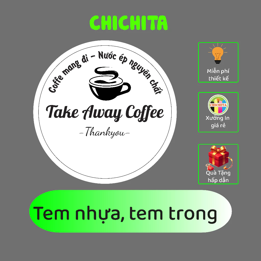 [Combo] in tem nhãn trong suốt, tem nhựa chống nước CHICHITA A3 (IN TỐI THIỂU 3 TỜ)