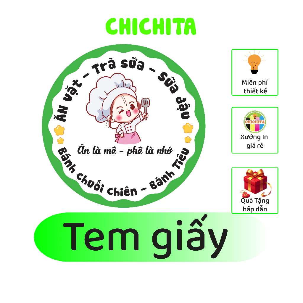 500 Tem nhãn CHICHITA Thiết kế theo yêu cầu