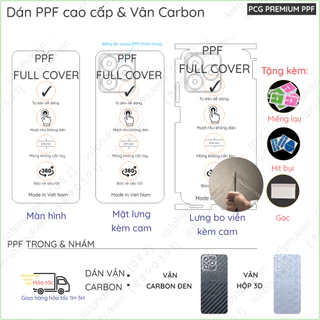 Dán PPF & Vân Carbon Realme C51/ C53/ Narzo N53/ Note 50/ C60 cho màn hình,mặt lưng, full viền loại trong, nhám