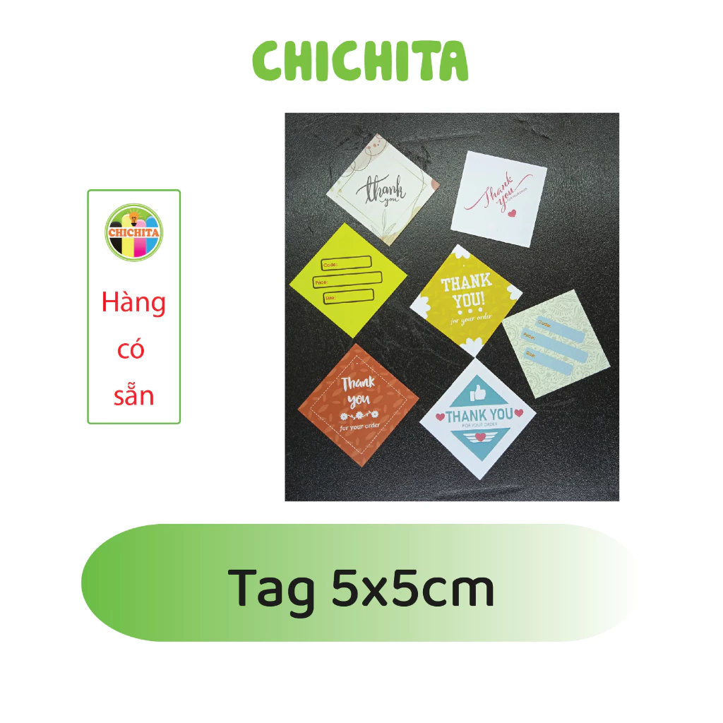 (Có sẵn) Tag, mac quần áo CHICHITA 5x5cm Tặng Kèm dây P2