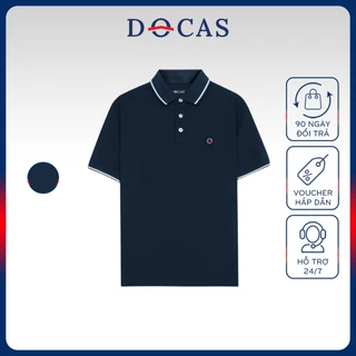 PO911-NEW Áo Polo Nam DOCAS Vải Cotton CMC Màu Xanh Navy Cổ Phối Viền Trắng Phom Regular Fit