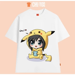 Áo thun unisex nam nữ PiCaChu07 form rộng hoạt hình 100% cotton 2 chiều - Chu Store SG