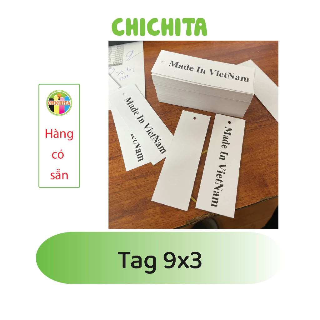 (Có sẵn) 100 tag quần áo "Made in Việt Nam" 9x3cm CHICHITA