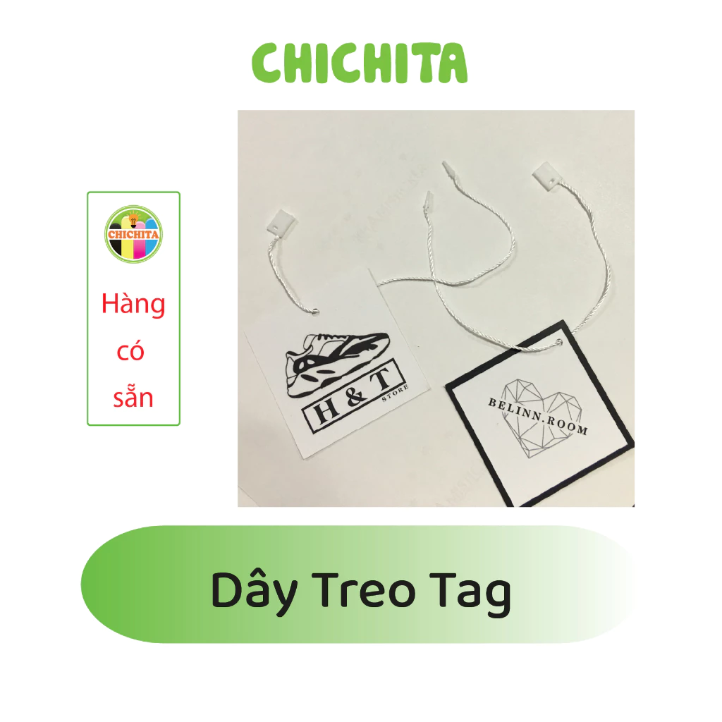 (Có sẵn) 500 sợi dây tag treo nhãn mác màu trắng, đen CHICHITA