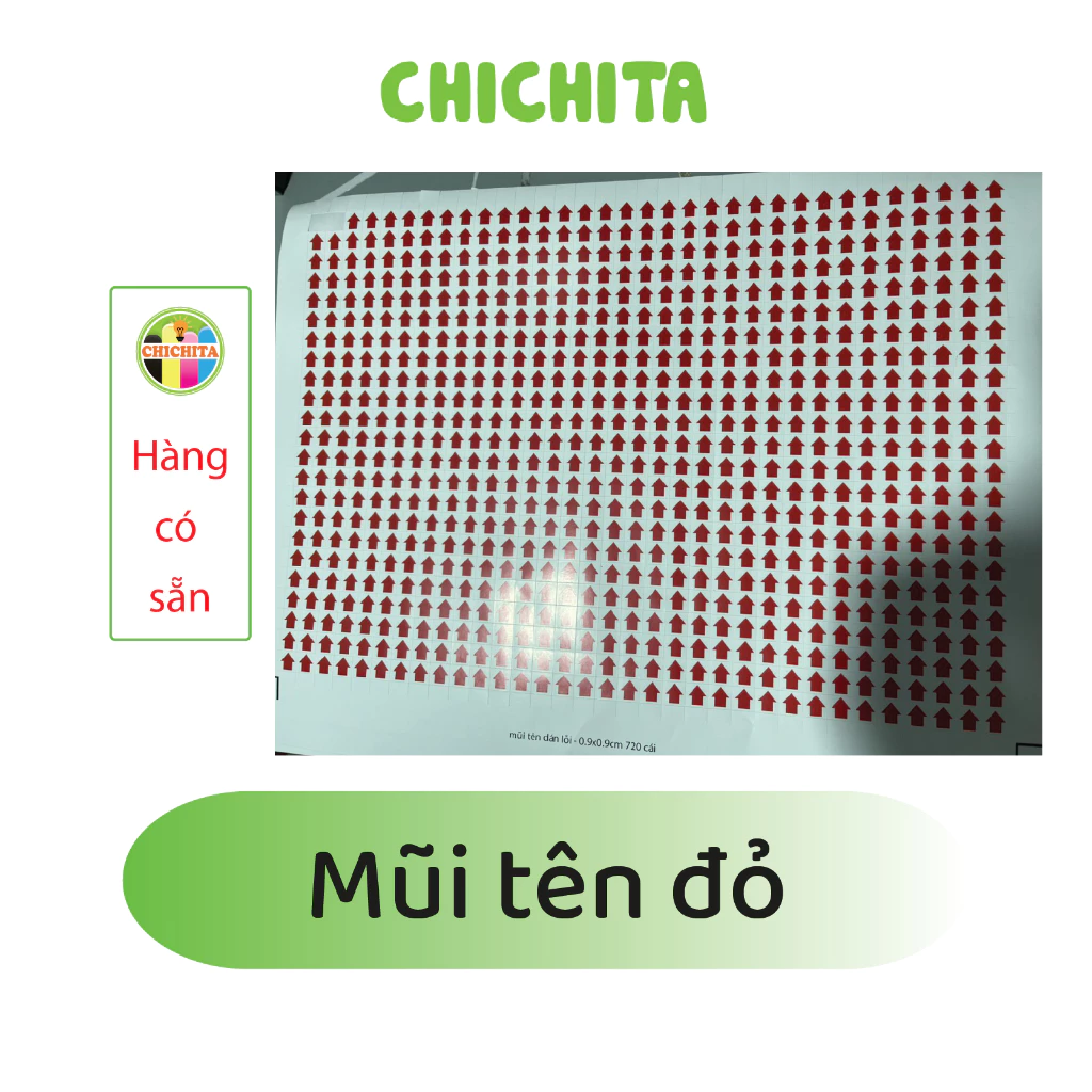 Set 10 (7500 tem) mũi tên sticker dán lỗi SP 9x9mm CHICHITA