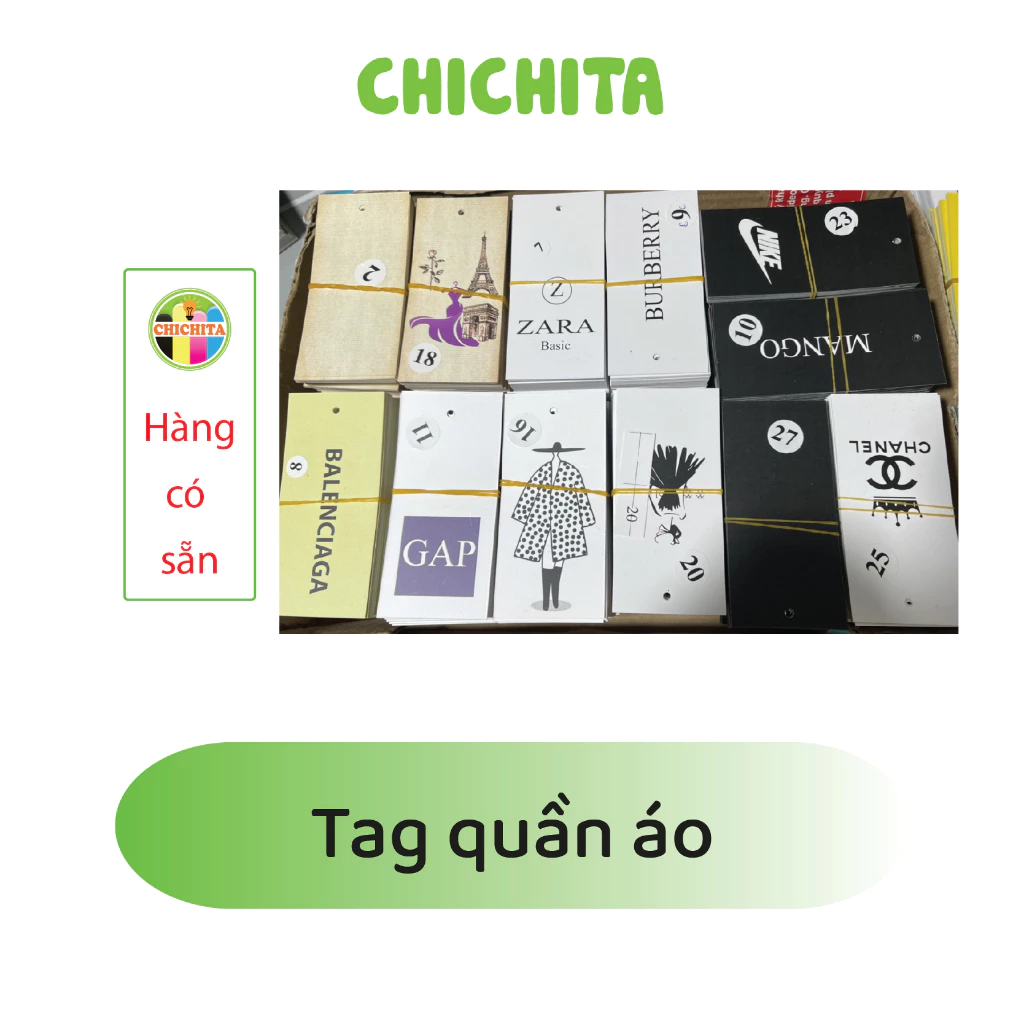 (Có sẵn) 100 mác, tag quần áo giá rẻ KT 9,5x4,5cm CHICHITA