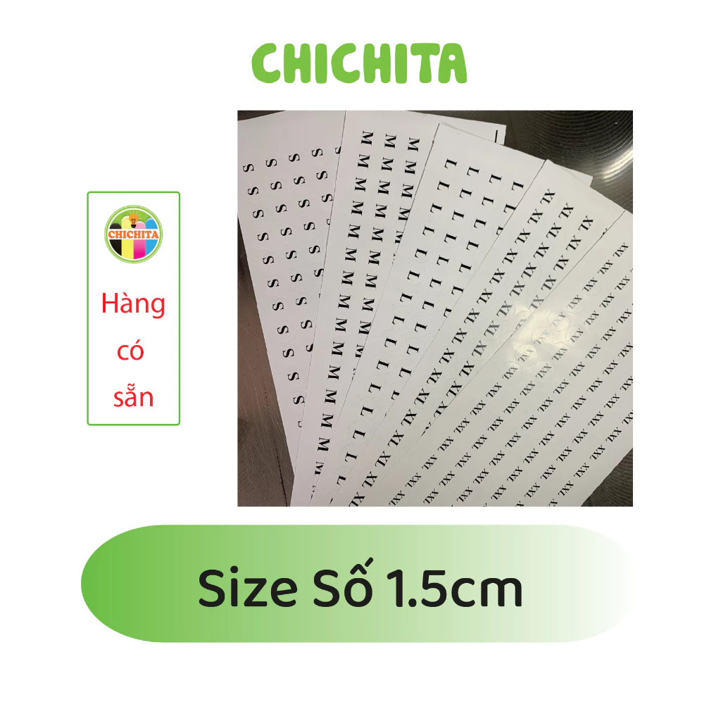 Set 10  (1000 tem) số quần áo giày dép từ 50-100 size 1,5cm CHICHITA