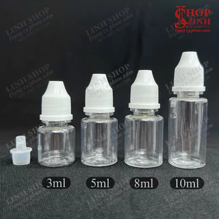 Chai Chiết Nhựa 3ml 5ml 8ml 10ml Nắp Trắng Thân Trong Suốt, bình chiết nhỏ giọt Linh Shop...