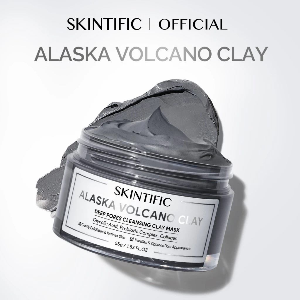Mặt nạ đất sét tro núi lửa Alaska giúp làm sạch sâu SKINTIFIC 55g