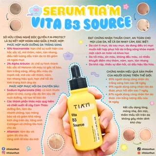 Serum Niacinamide 10% + Arbutin 2% Tiam Vita B3 Source [ HÀNG C.TY TEM ĐẦY ĐỦ ]