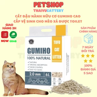 Cát đậu nành hữu cơ GUMIHO cao cấp vệ sinh cho mèo xả được toilet gói 6L