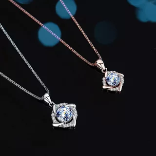 Dây Chuyền Bạc Nữ Đính Kim Cương Moissanite Tròn G23 Gen Jewelry A01