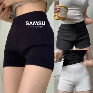 Quần đùi gân Black Funoff Short - Biker short dáng ngắn nữ mùa hè năng động tập gym yoga Samsu.clothing_saigon