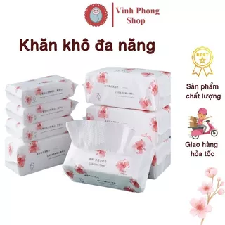 Khăn Khô Đa Năng Cho Bé YANZIXIU 100% Cotton 15x20cm Bịch 50 Tờ, Khăn Mặt Khô Dạng Rút Dùng 1 Lần