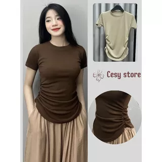 Áo thun nữ ôm body Cesy , áo nhún eo cộc tay 271