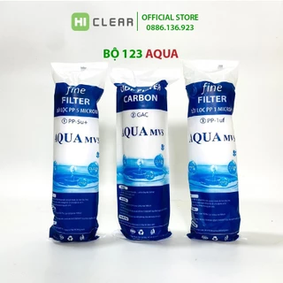 Bộ 3 lõi lọc nước 1,2,3 AQUA Chính hãng, sử dụng tất cả máy lọc nước Kangaroo, Karofi, Sunhouse, Aqua…