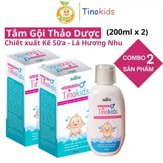 Combo 2 Tắm Gội Thảo Dược Tinokids Kháng Khuẩn, Ngăn Ngừa Rôm Sảy, Phòng Chống Muỗi Làm Dịu Mát Da Giúp Da Mềm Mại 200ML