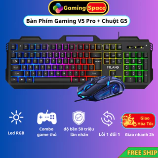 Combo bàn phím V5 pro led RGB và chuột Gaming G5 chuyên game PC Laptop văn phòng