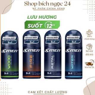 Lăn khử mùi Xmen 50ml Fire Wood Water Metal - 4 mùi hương nam tính kháng khuẩn & lưu hương 48h