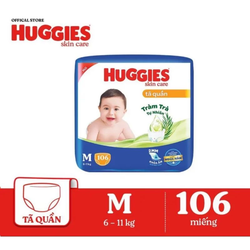 Tã quần Huggies Skincare Mega Jumbo M106/L96+8/XL84+4/XXL76+4