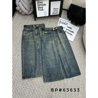 CHÂN VÁY JEANS DÁNG DÀI KÈM ĐAI MIU MÁC NÂU HÀNG QCL1 MS2863633