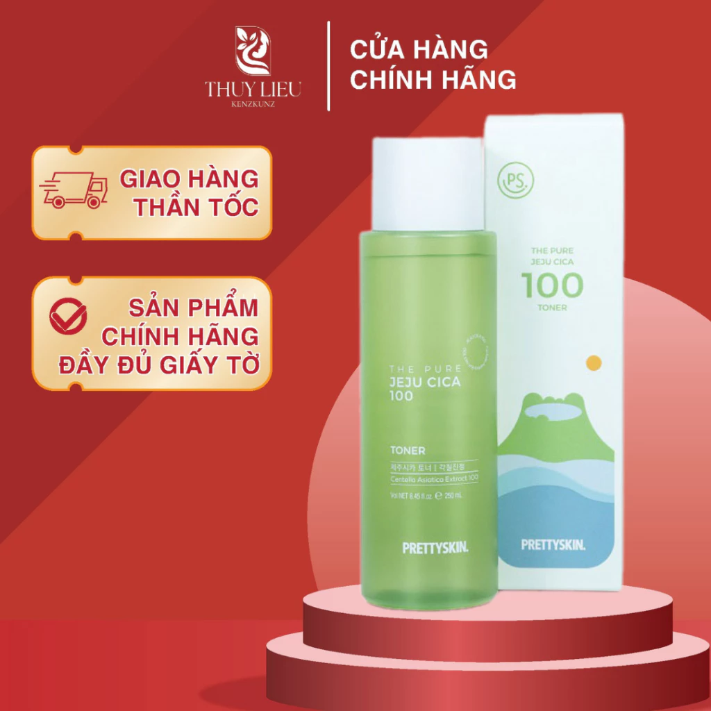 Nước hoa hồng Rau Má Pretty Skin The Pure Jeju Cica 100 Toner 250ml Chính Hãng Hàn Quốc