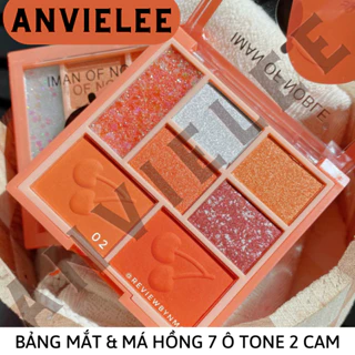 [GỐC 90K Date 11.2024] 02 TONE CAM CHÁY SAN HÔ Phấn mắt nhũ kim tuyến iMan DON'T Peach 7 ô & má hồng THANH LÝ HÀNG AUTH