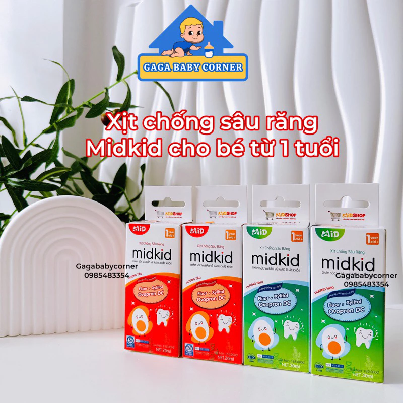 Combo 2 xịt chống sâu răng midkid cho bé - Combo trọn bộ chăm sóc răng miệng với Kem đánh răng cho bé và xịt răng.