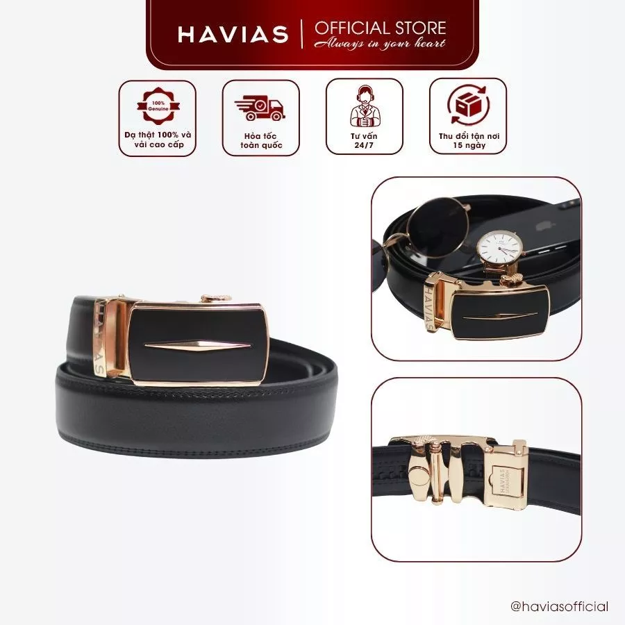 SPARK HAVIAS dây nịt nam thiết kế tối giản da bò Nappa nhập khẩu 100%