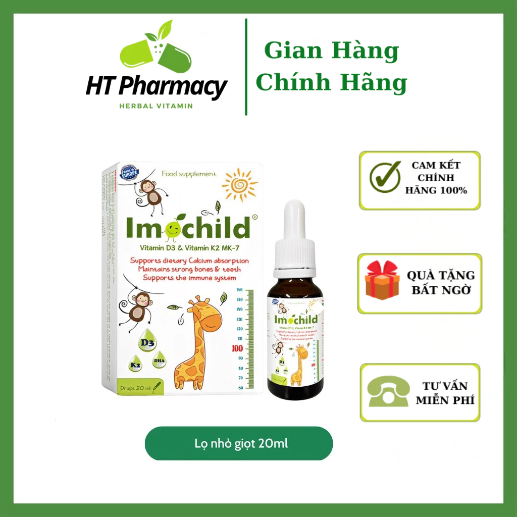 Imochild d3k2 hỗ trợ bé phát triển chiều cao , trí não, tăng đề kháng nhập khẩu tây ban nha tặng quà