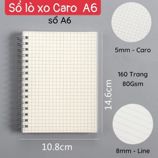 Sổ lò xo kép A6 bìa nhựa 2 mặt trong suốt 120 trang KLONG, sổ tay tiện lợi mini giấy caro/kẻ ngang ms 950 - ms 951