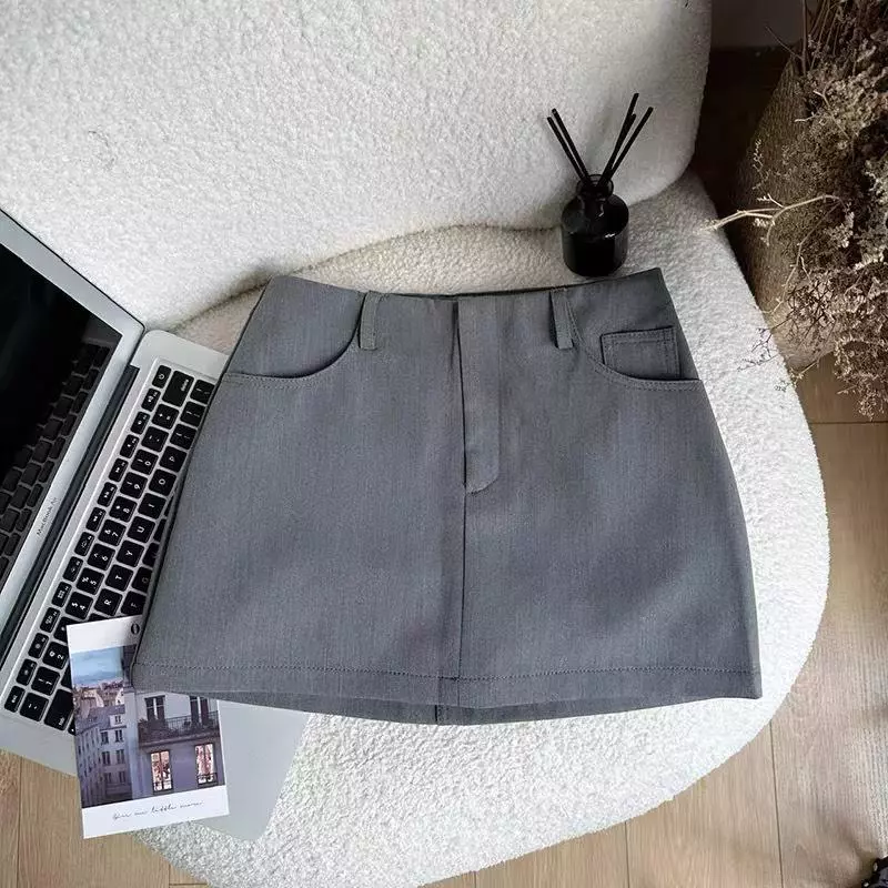Chân váy chữ A ngắn Hàng QC có quần lót trong, chất liệu váy vải hai lớp dầy dặn CV90