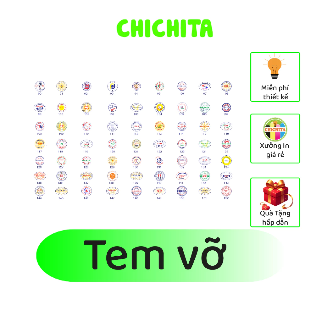 IN tem vỡ, bể, tem bảo hành CHICHITA theo yêu cầu (IN TỐI THIỂU 3 TỜ)