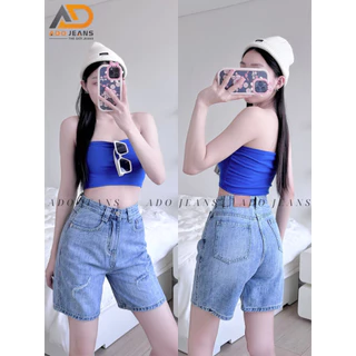 Quần short Jeans lững nữ lưng cao ống rộng,rách nhẹ cá tính chuẩn form tôn dáng -chất Jeans bò dày mịn đẹp (N04)