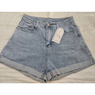 Quần Short Jeans rách nữ Cạp Cao Ống Rộng chất jean dày dặn phù hợp vòng eo từ 62-64cm