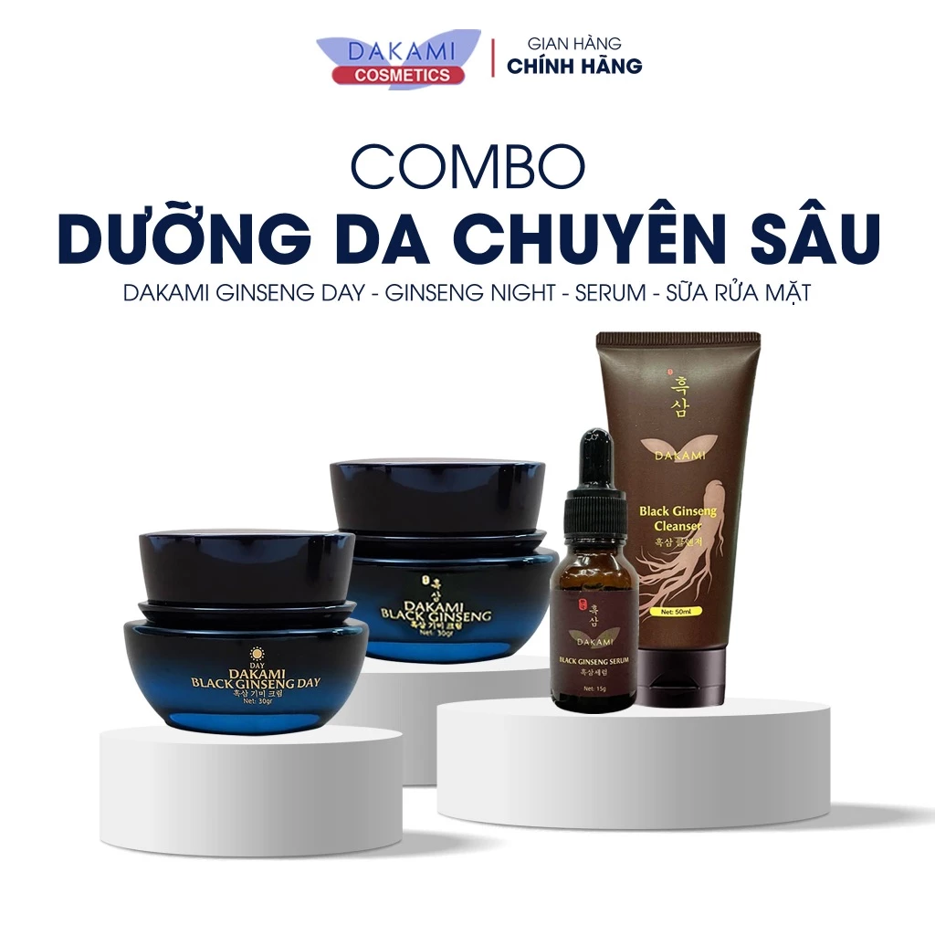 [COMBO CHUYÊN SÂU] Dakami Black Ginseng -  Giảm thâm nám, ngăn ngừa lão hoá, nếp nhăn, trẻ hoá làn da công nghệ Hàn Quốc